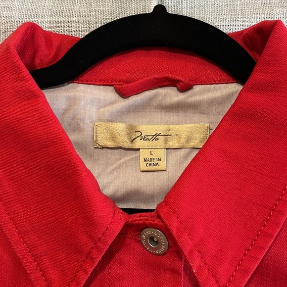 Motto Solid Red Denim Jacket Size L - Picture 4 of 12